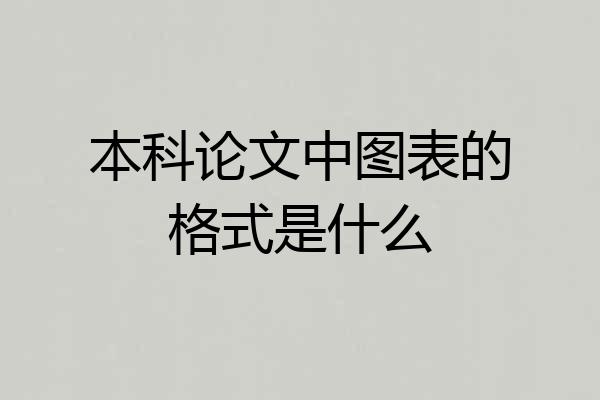 本科论文中图表的格式是什么