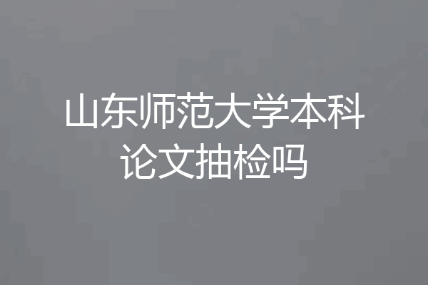 山东师范大学本科论文抽检吗