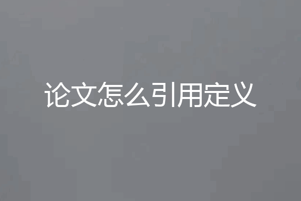 论文怎么引用定义