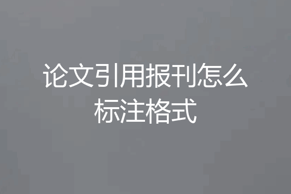 论文引用报刊怎么标注格式