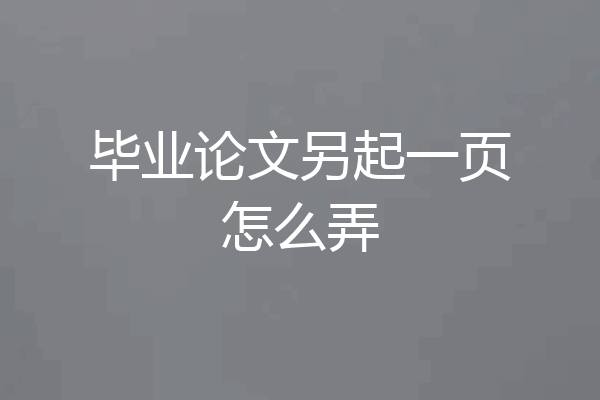 毕业论文另起一页怎么弄