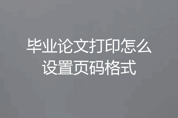 毕业论文打印怎么设置页码格式