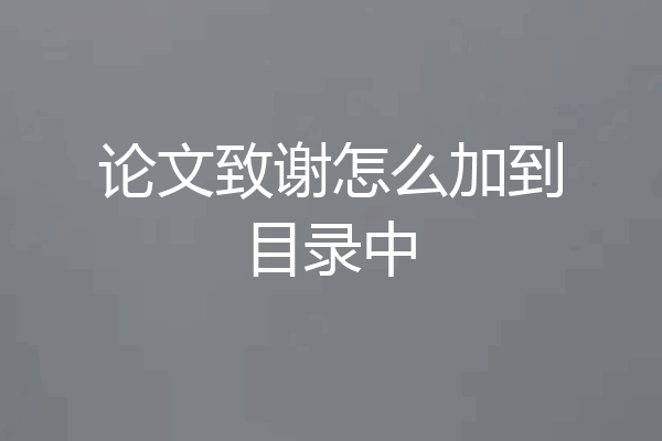 论文致谢怎么加到目录中