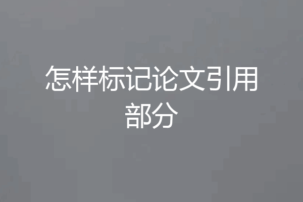 怎样标记论文引用部分