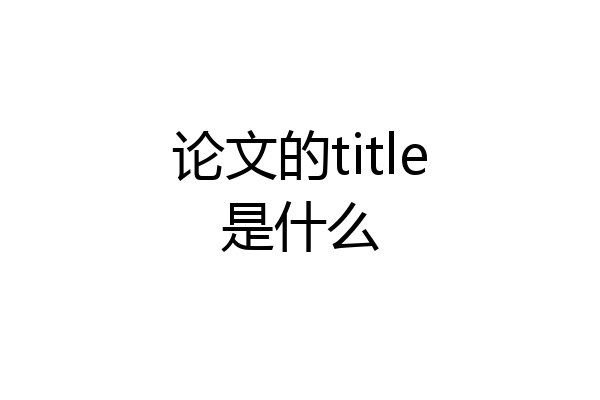 论文的title是什么