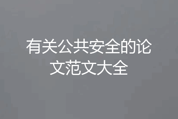 有关公共安全的论文范文大全