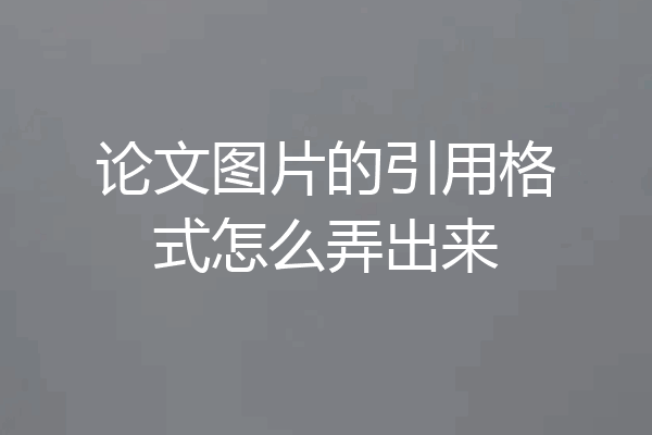 论文图片的引用格式怎么弄出来