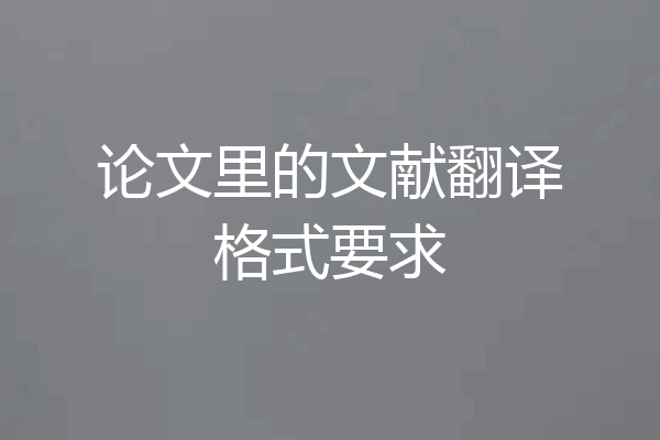论文里的文献翻译格式要求