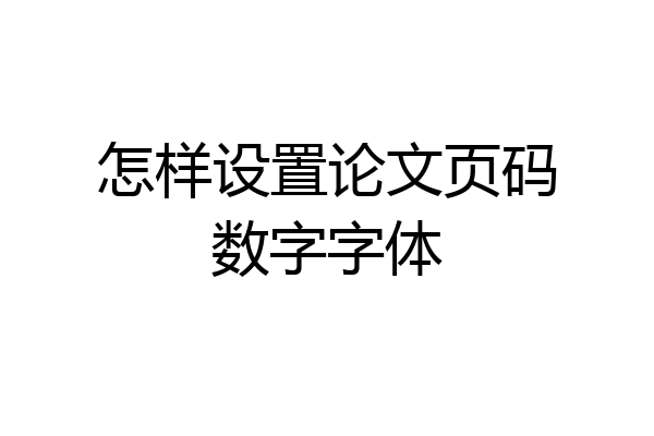 怎样设置论文页码数字字体