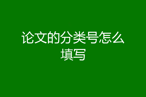 论文的分类号怎么填写