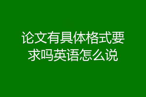 论文有具体格式要求吗英语怎么说