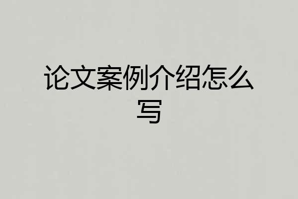 论文案例介绍怎么写