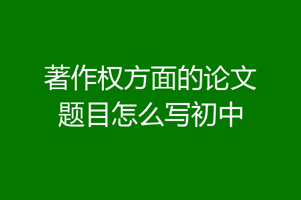 著作权方面的论文题目怎么写初中