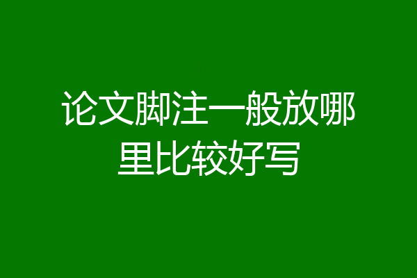 论文脚注一般放哪里比较好写
