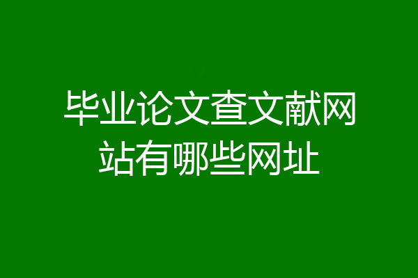 毕业论文查文献网站有哪些网址