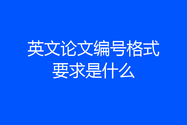 英文论文编号格式要求是什么