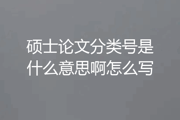 硕士论文分类号是什么意思啊怎么写