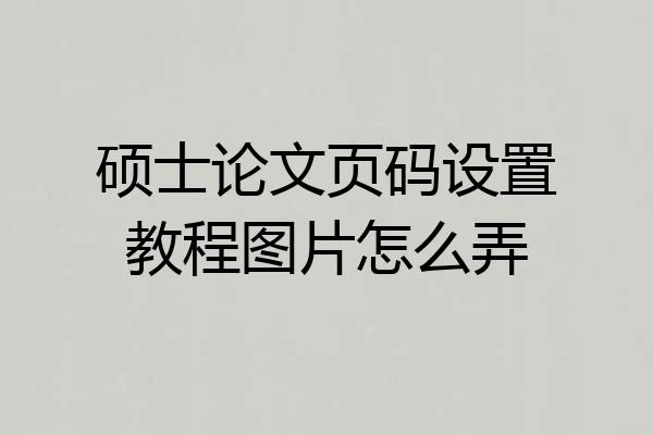 硕士论文页码设置教程图片怎么弄
