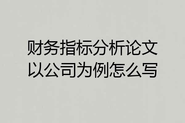 财务指标分析论文以公司为例怎么写