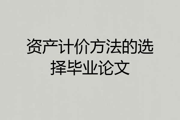 资产计价方法的选择毕业论文