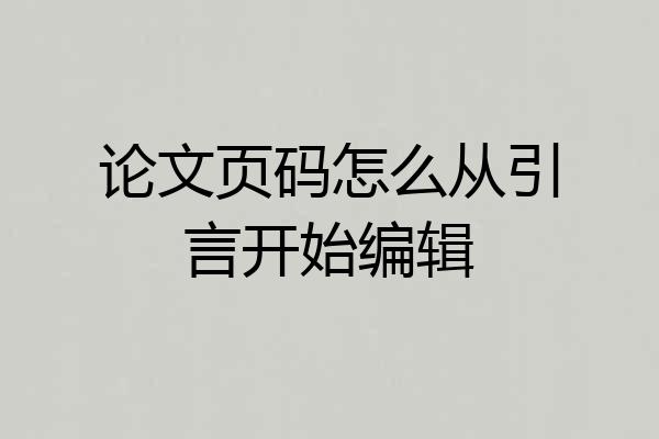 论文页码怎么从引言开始编辑