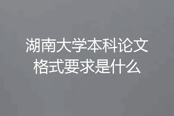 湖南大学本科论文格式要求是什么