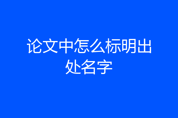 论文中怎么标明出处名字