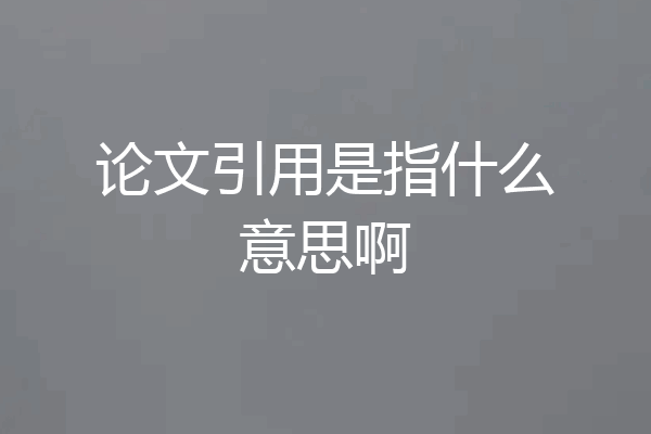 论文引用是指什么意思啊