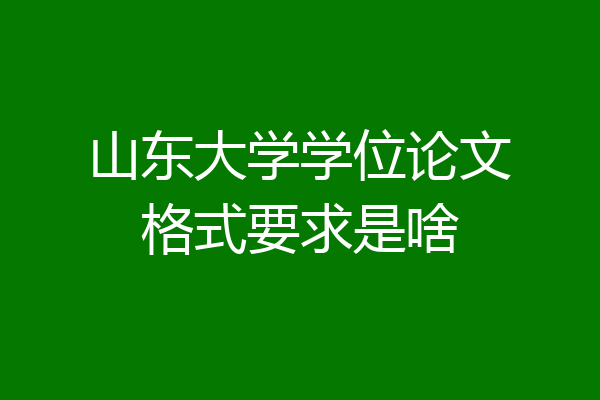 山东大学学位论文格式要求是啥