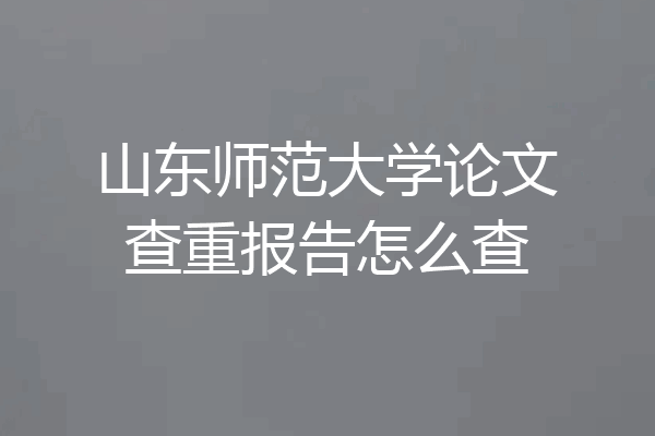 山东师范大学论文查重报告怎么查