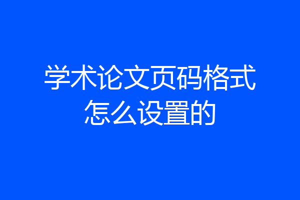 学术论文页码格式怎么设置的