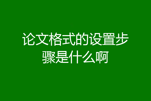 论文格式的设置步骤是什么啊