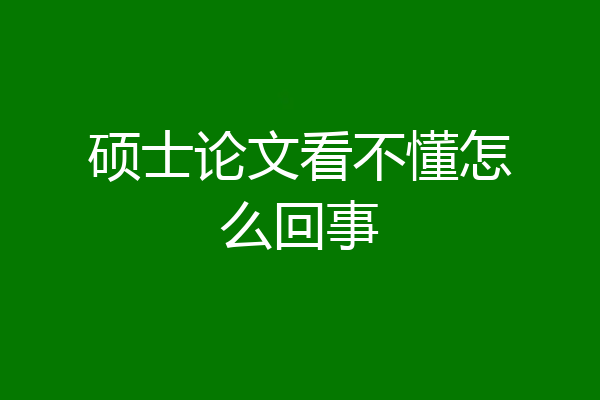 硕士论文看不懂怎么回事