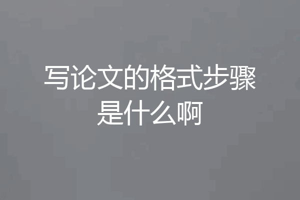 写论文的格式步骤是什么啊