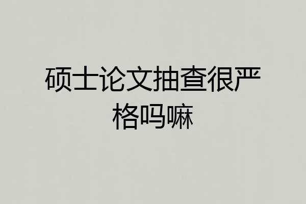 硕士论文抽查很严格吗嘛