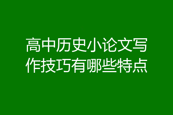 高中历史小论文写作技巧有哪些特点