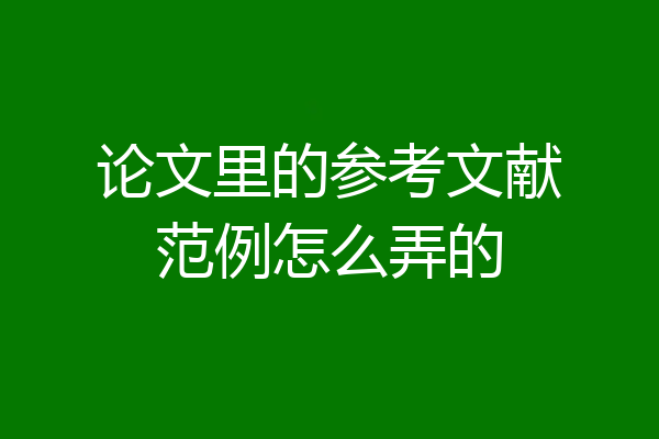 论文里的参考文献范例怎么弄的