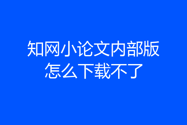 知网小论文内部版怎么下载不了