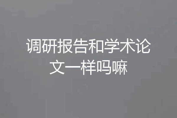 调研报告和学术论文一样吗嘛