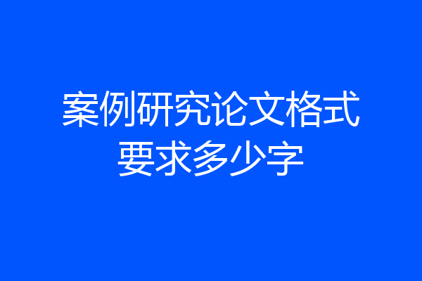 案例研究论文格式要求多少字