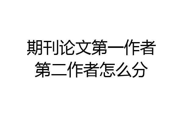 期刊论文第一作者第二作者怎么分