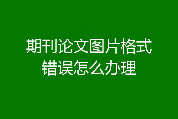 期刊论文图片格式错误怎么办理