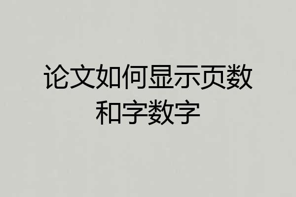 论文如何显示页数和字数字