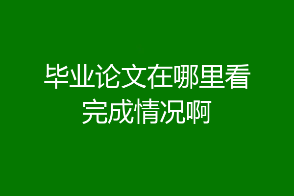 毕业论文在哪里看完成情况啊