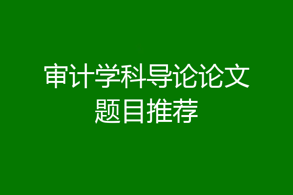 审计学科导论论文题目推荐