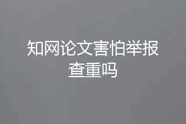 知网论文害怕举报查重吗