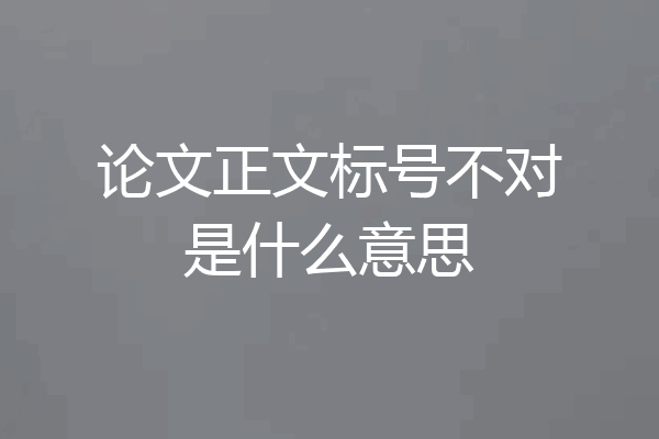论文正文标号不对是什么意思