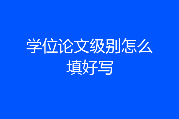 学位论文级别怎么填好写