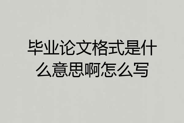 毕业论文格式是什么意思啊怎么写
