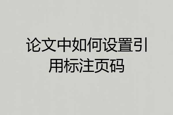 论文中如何设置引用标注页码